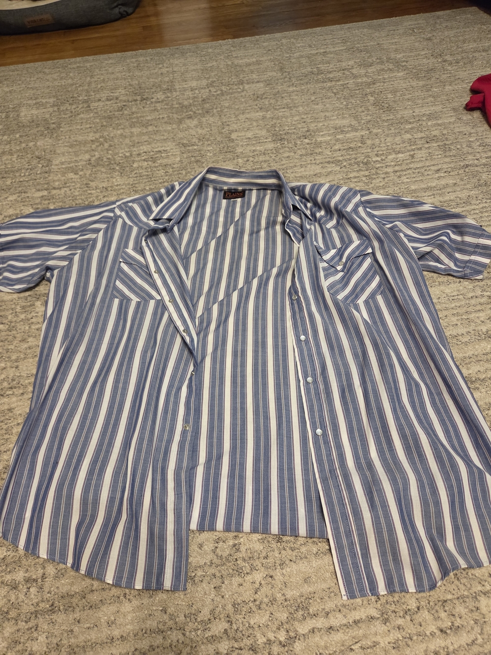 Men's Short-Sleeve Vertical Stripe Button-Down Shirt - Blue/White
